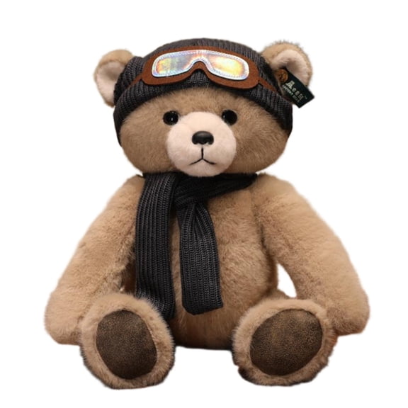 Penmahua Teddy Bear Plush Toy Classic Hooded Brown Bear Doll With Soft Collectible Stuffed Animal For Christmas New Year Gift Brown
