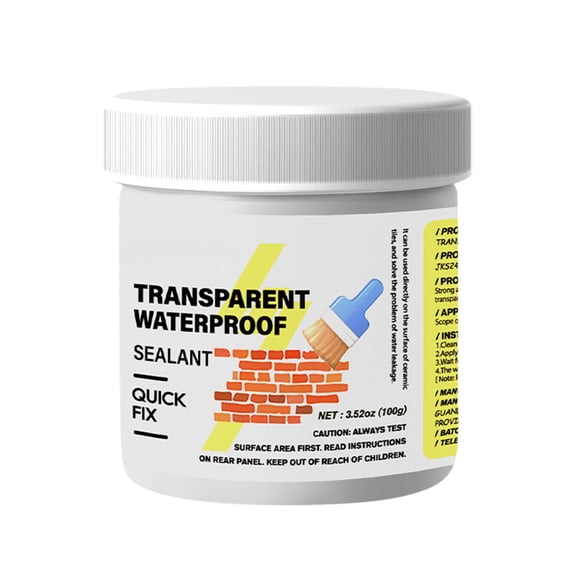 Penmahua Transparent Waterproof Sealant For Gaps Cracks Leak Repair 3.38 Ounces Tube Plastic Container