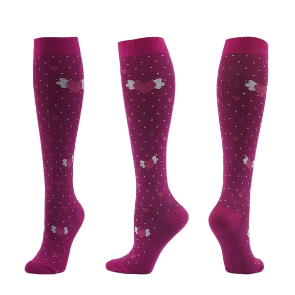 Penmahua Unisex Casual Solid Print High Socks Outdoor Sports Running Fitness Nylon Compression Socks 1 Pair Hot Pink Large Nylon