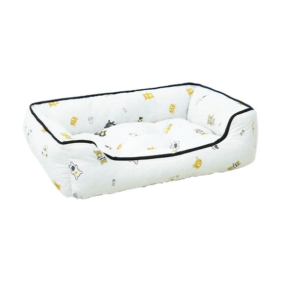 Penmahua White All Season Pet Bed For Small And Medium Dogs And Cats With Soft Padding Quilted Design Non Slip Bottom Cotton Material White