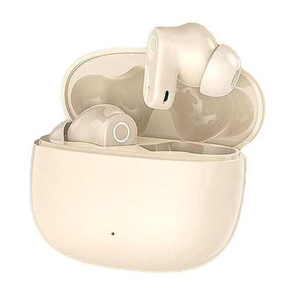 Penmahua Wireless Half In Ear Bluetooth Earbuds With Short Stems Long Battery Life Good Sound Quality Noise Reduction Lightweight Comfortable Design Beige Color Beige