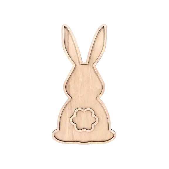 Penmahua Wooden Easter Bunny Tray A With Rabbit Head Shape 12.6X6.9 Inch Compartment Platter For Fruits Snacks Vegetables Party Table Decor 1 Count