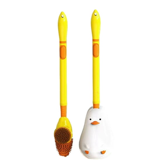 Penmahua Yellow Duck Shape Toilet Brush With Silicone Bristles And Holder For Bathroom Cleaning Wall Mount Or Floor Stand Plastic And Tpr Material