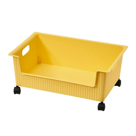 Penmahua Yellow Multi Purpose Rolling Storage Box With Wheels Under Desk Organizer 14.96 X 11.22 X 5.91 Inches Plastic Mobile Bin Yellow