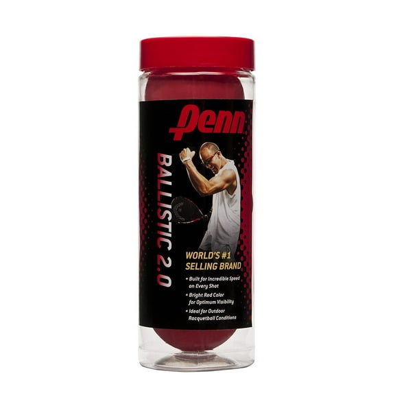 Penn Ballistic 2.0 Racquetballs, 3 Ball Can, White