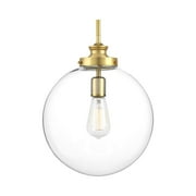 Penn Collection One-Light Natural Brass Clear Glass Farmhouse Pendant Light