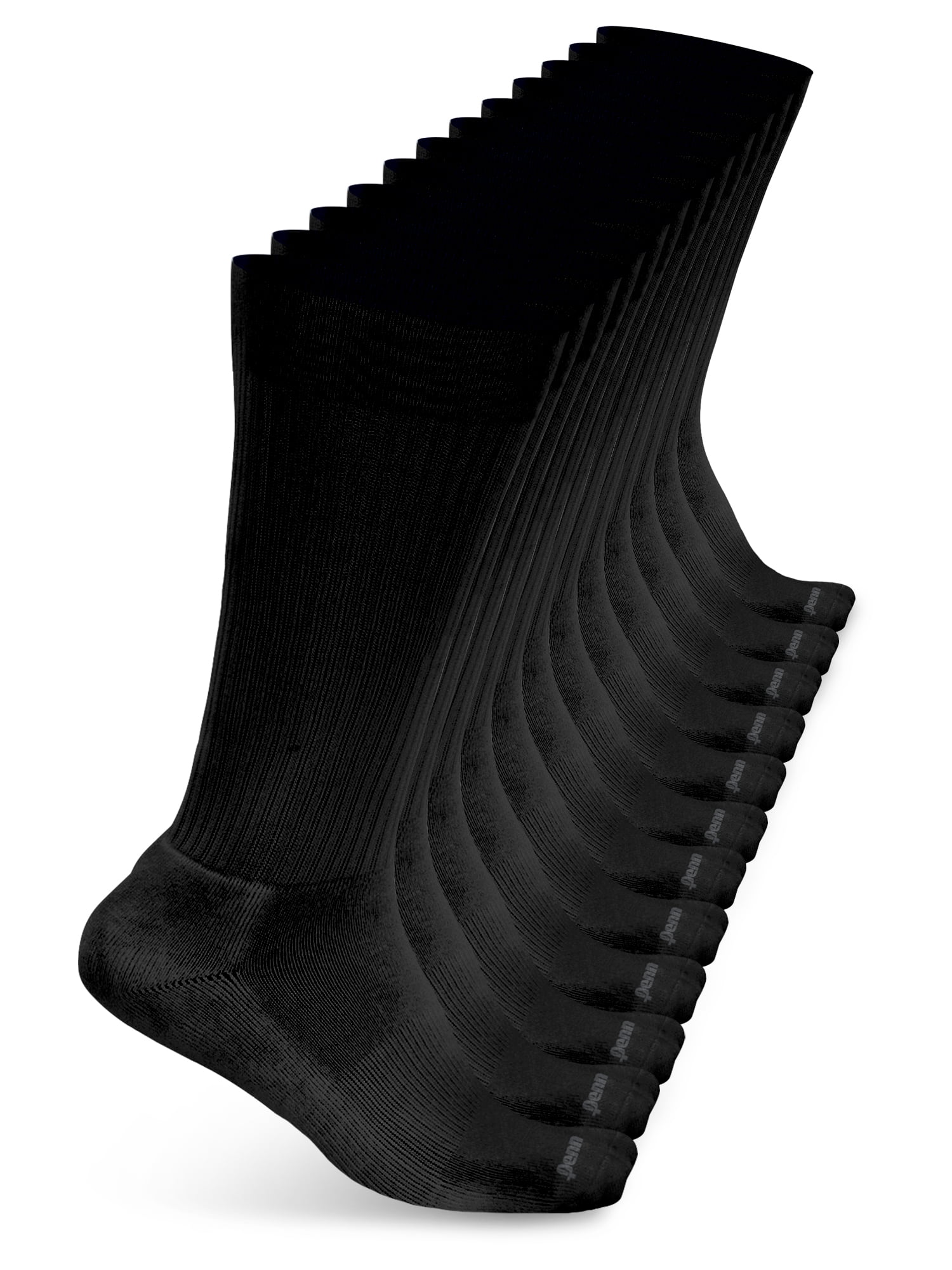 Penn Cushioned Crew Socks for Men Breathable Athletic Socks with Moisture-Wicking Quick Dry Fiber, 12 pk, Black