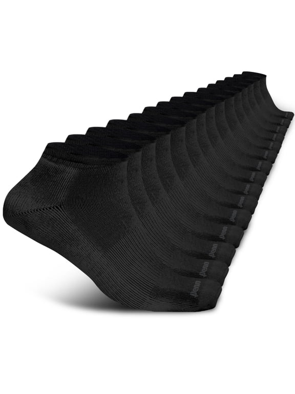 Cushioned No Show Socks for Men Breathable Athletic Socks with Moisture-Wicking Quick Dry Fiber, 15 pk, Black