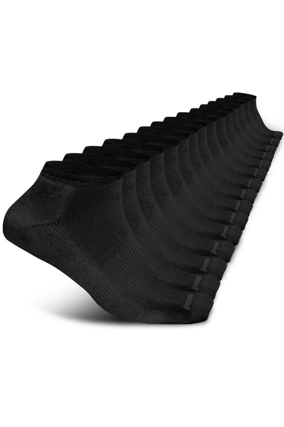 Cushioned No Show Socks for Men Breathable Athletic Socks with Moisture-Wicking Quick Dry Fiber, 15 pk, Black