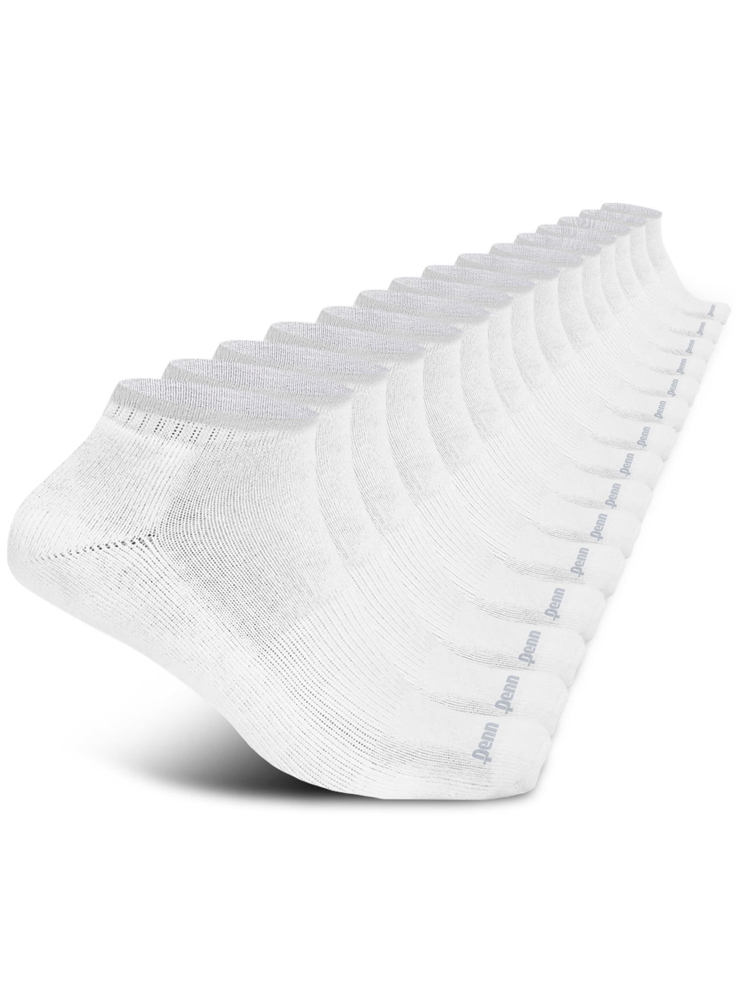 Penn Cushioned No Show Socks for Men Breathable Athletic Socks with Moisture-Wicking Quick Dry Fiber, 15 pk, White
