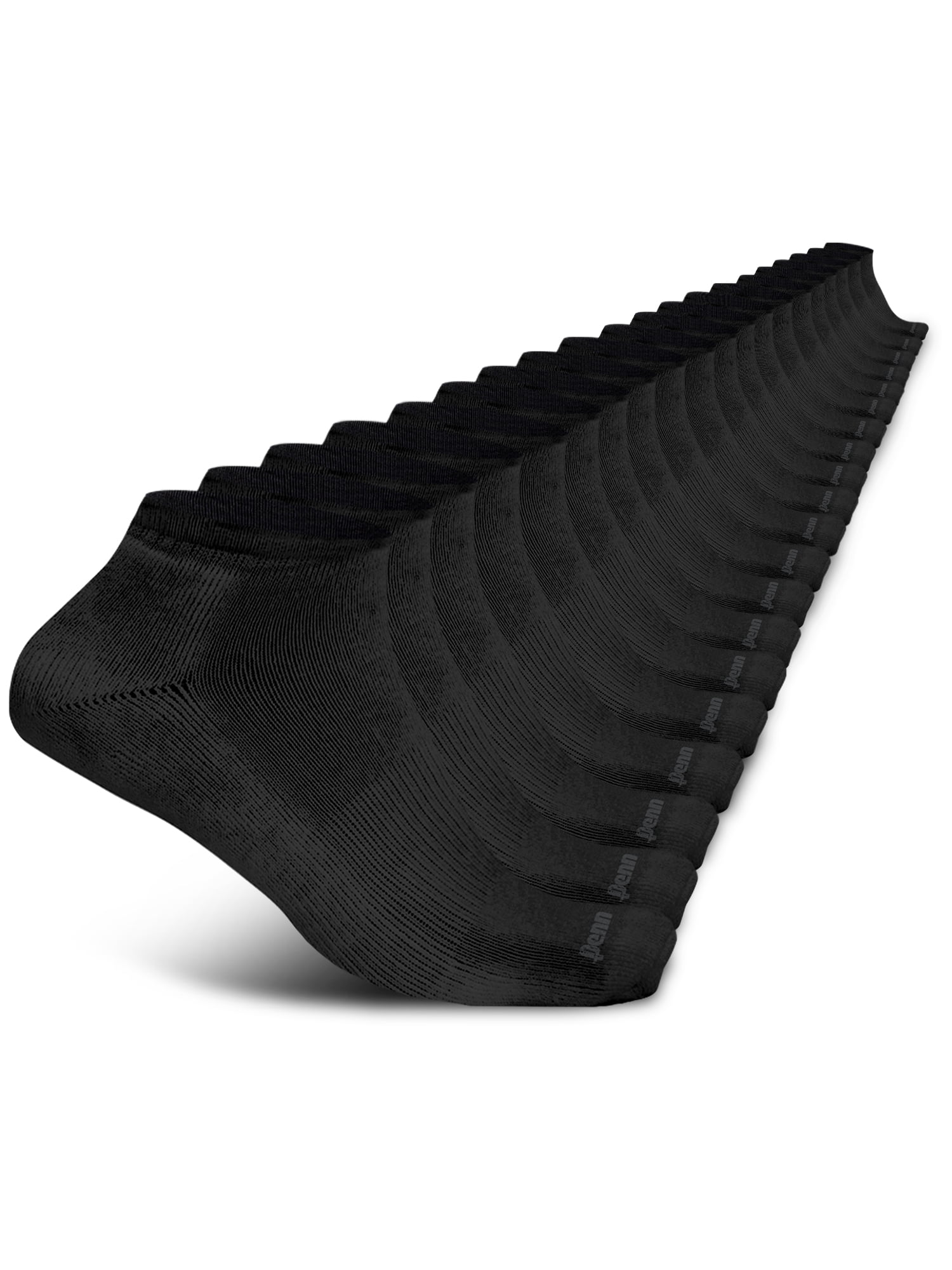Penn Cushioned No Show Socks for Men Breathable Athletic Socks with Quick Dry Fiber, 15 Pack, Black