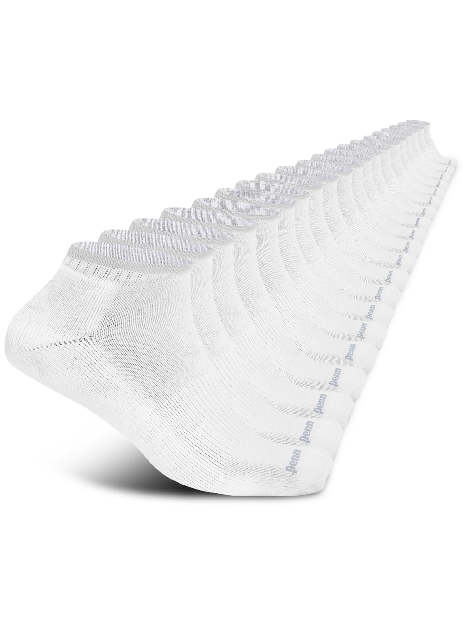 Penn Cushioned No Show Socks for Men Breathable Athletic Socks with Moisture-Wicking Quick Dry Fiber, 15 Pack, White
