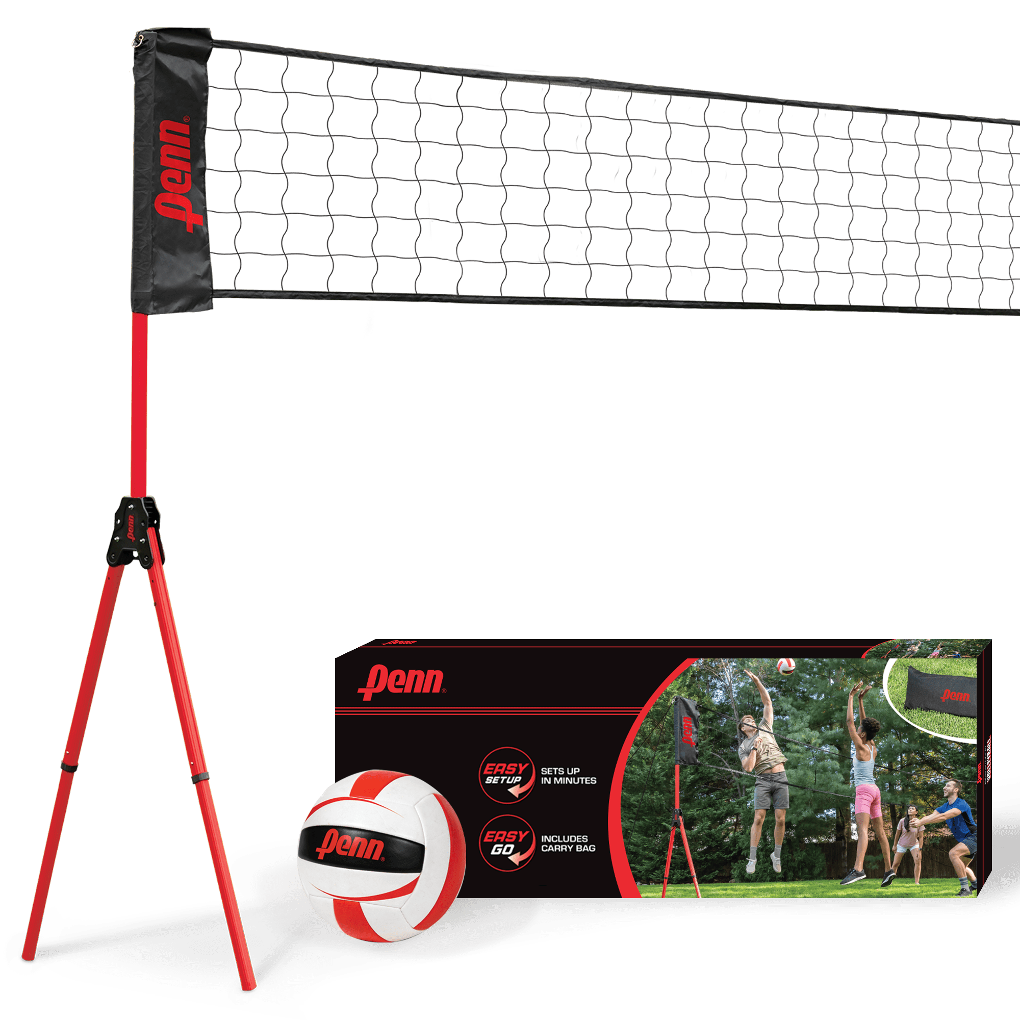 Penn Easy Fit Premium Volleyball Set, Includes Adjustable Net and Ball