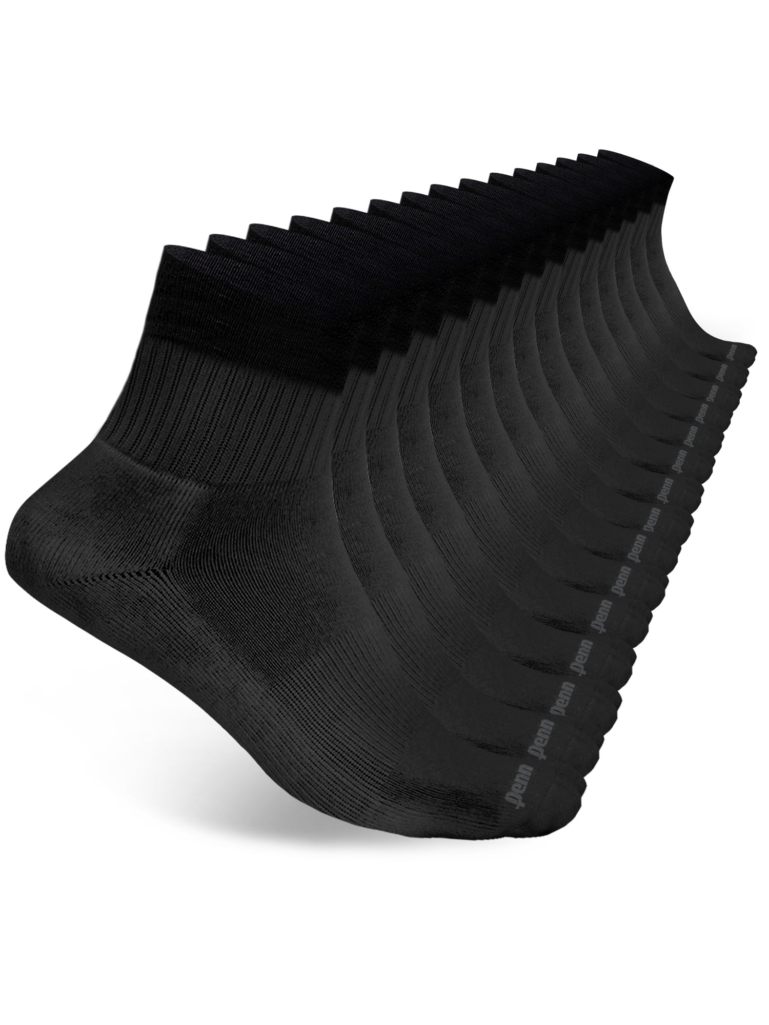 Penn Men’s Cushioned Quarter Socks for Men Breathable Men’s Sports Socks for All day Comfort, 15 pk, Black