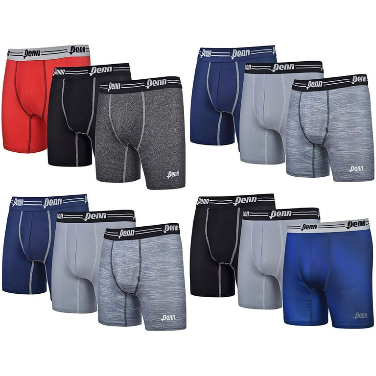 Penn Mens Performance Boxer Briefs - 12-Pack Athletic Fit Breathable  Tagless Underwear