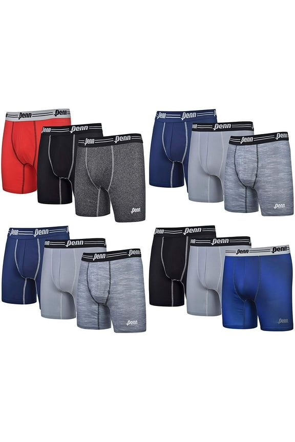 Mens Performance Boxer Briefs - 12 Pack Athletic Fit Tag Free Breathable Underwear Assorted Colors