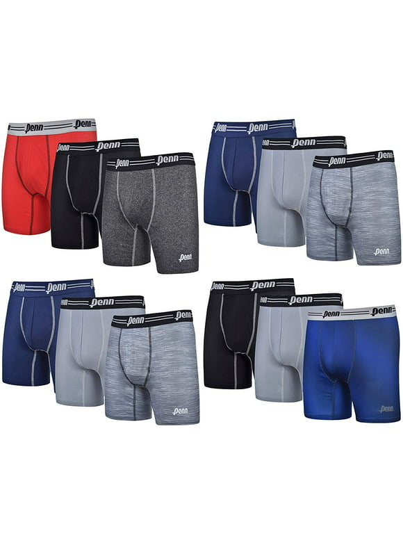Penn Mens Performance Boxer Briefs - 12 Pack Athletic Fit Tag Free Breathable Underwear Assorted Colors