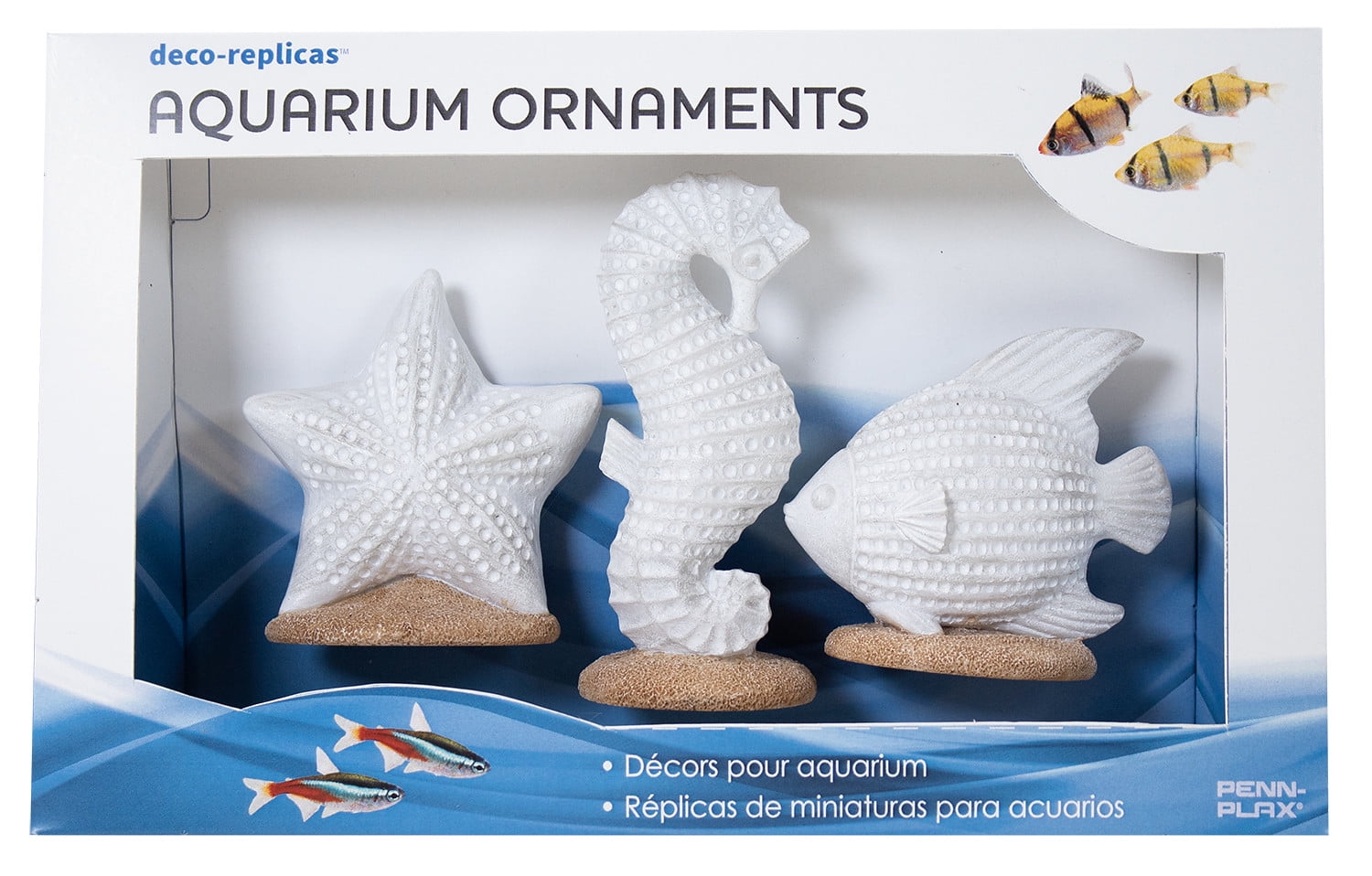 Penn-Plax 3 Piece Coastal Resin Kit Aquarium Decor- Seahorse, Starfish, and Fish Ornaments - Small