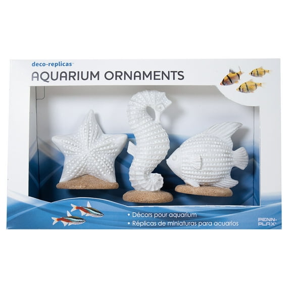 Penn-Plax 3 Piece Coastal Resin Kit Aquarium Decor- Seahorse, Starfish, and Fish Ornaments - Small