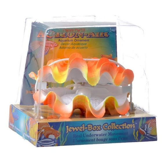 Penn-Plax Aerating Action Ornament Resin for Tanks, Multicolor Aquarium Decor, Giant Clam 5 Inches