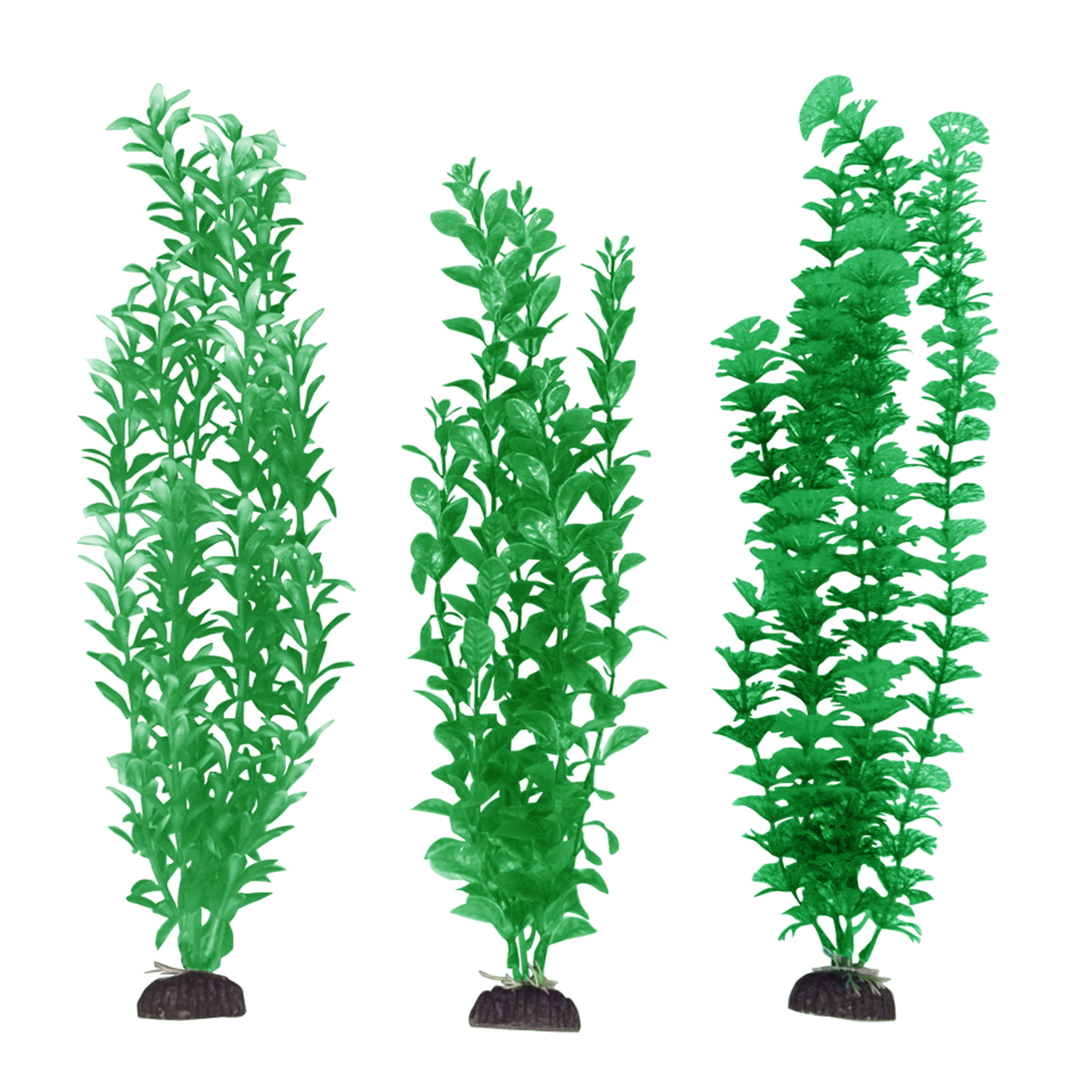 PennPlax AquaPlants Plastic Aquarium 3 Piece Plant Bundle Green 16” Height