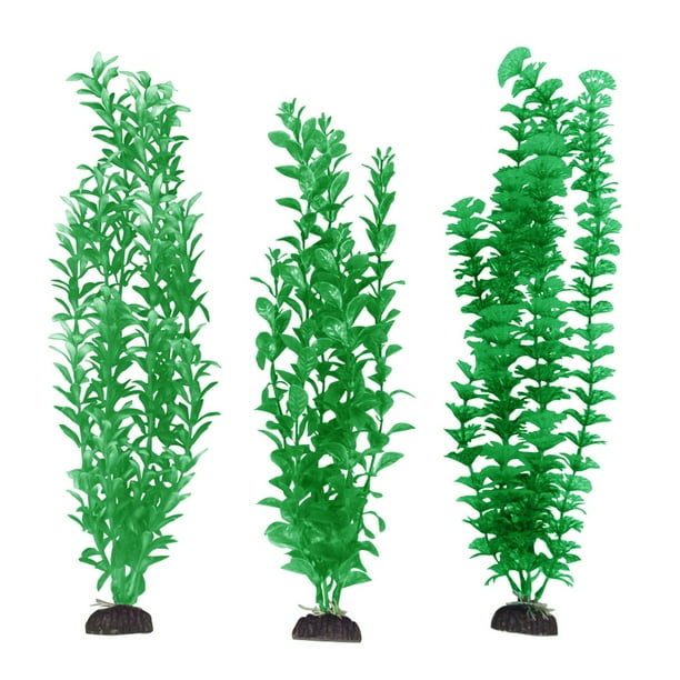 PennPlax AquaPlants Plastic Aquarium 3 Piece Plant Bundle Green