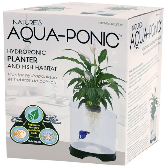 Penn-Plax Aqua-Ponic Plastic Betta Tank & Hydroponic Planter   for Plants and Fish  1.4 Gallon