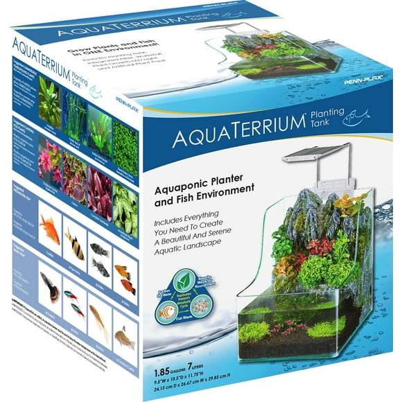 Penn-Plax Aquaterrium Tank - Hydroponic Glass Aquarium for Live Plants and Fish - 1.85 Gallons