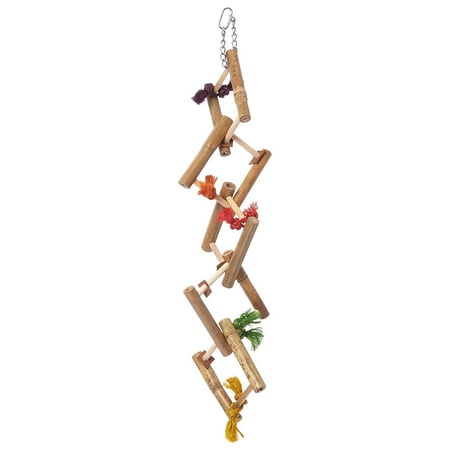 Penn-Plax Bamboo Ladder Links Bird Toy – Small to Medium Birds – Multicolor