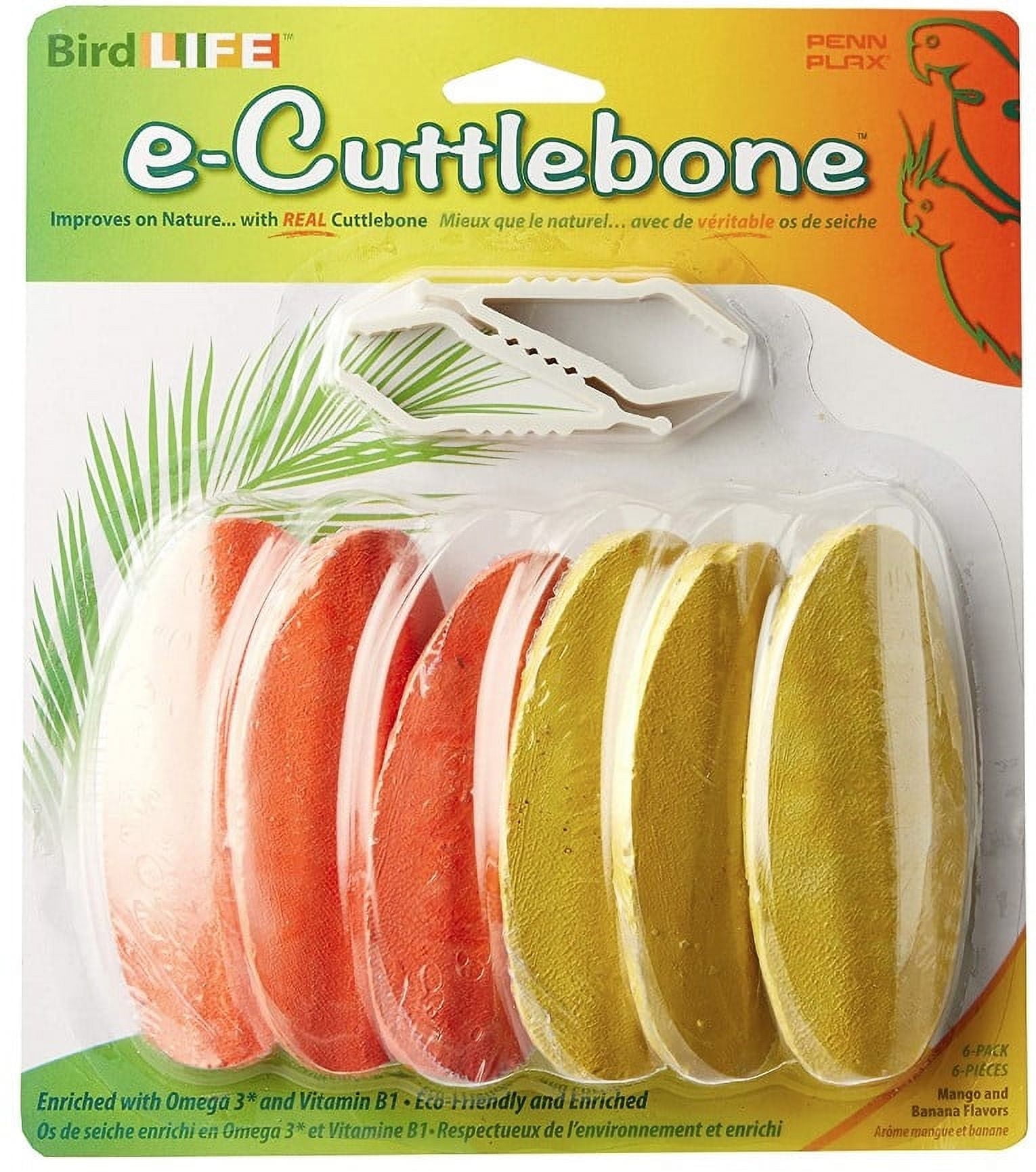 Penn-Plax Bird-Life Flavored E Cuttlebone 6 Pack Mango & Banana