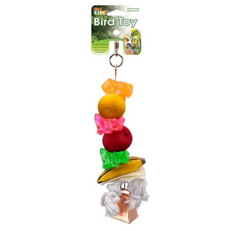Penn-Plax Bird-Life Fruit Kabob Bird Toy with Bell – Various Textures, Materials, and Colors – Large