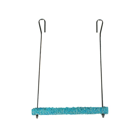 Penn-Plax Bird-Life Trimmer Plus Cement & Blue Metal Swing – Naturally Trims Nails & Beak – Small Size