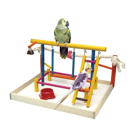 Penn-Plax Bird-Life Wood Playpen for Birds – Multi-Color – Extra-Large
