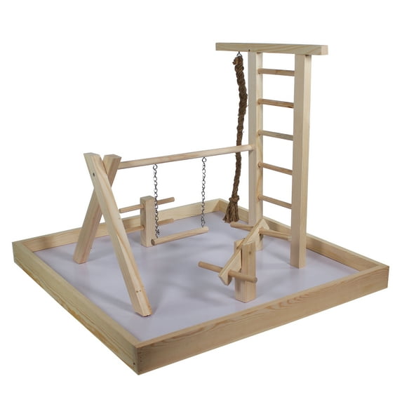 Penn-Plax Bird Life Wooden Playpen – Extra-Extra Large Size (Natural Brown)