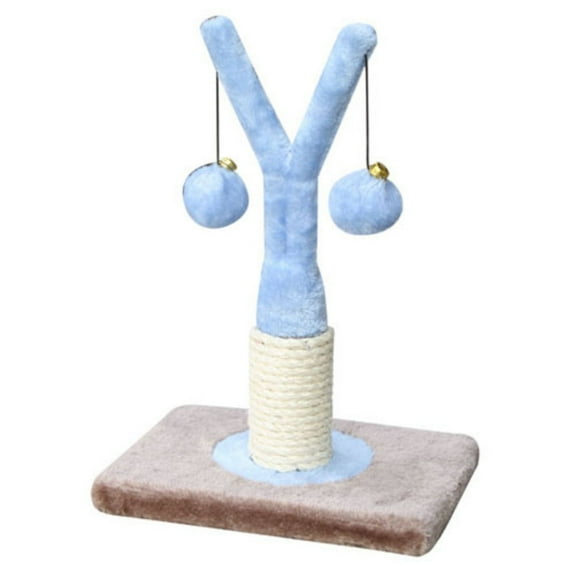 Penn-Plax Blue Y Shaped Sisal Cat Scratching Post with Swatting Toys, Small (1 Pack)