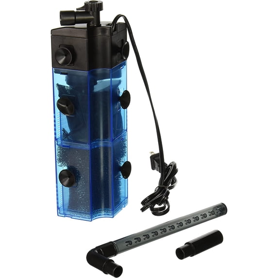 Penn-Plax Cascade 455 Fully Submersible Internal Filter for Aquarium Corners – Physical, Biological, and Chemical Filtration – 120 Gallons per Hour (GPH)