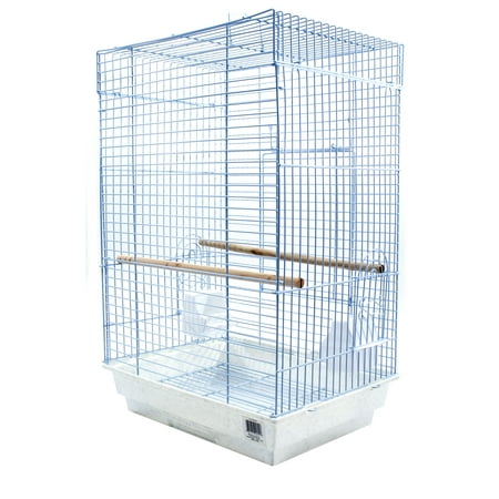 Penn-Plax Cockatiel Bird Cage Starter Kit, 27 Inch Cage with Kabob Toy, Cuttlebone, Treat, and Wood Perch, White, Model: BCK4