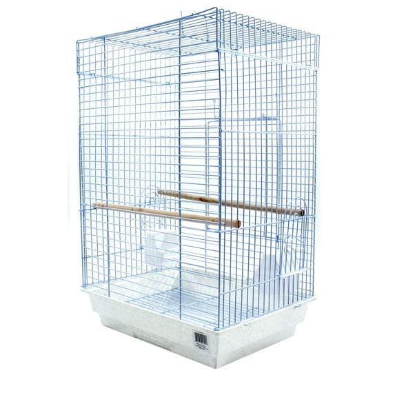 Penn-Plax Cockatiel Bird Cage Starter Kit, 27 Inch Cage with Kabob Toy, Cuttlebone, Treat, and Wood Perch, White, Model: BCK4