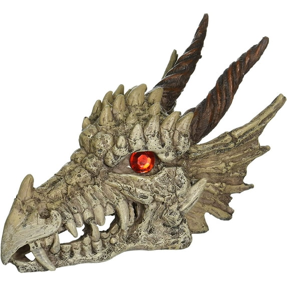 Penn-Plax Deco-Replicas Dragon Skull Gazer Aquarium Decoration – Safe for Freshwater and Saltwater Fish Tanks – Large
