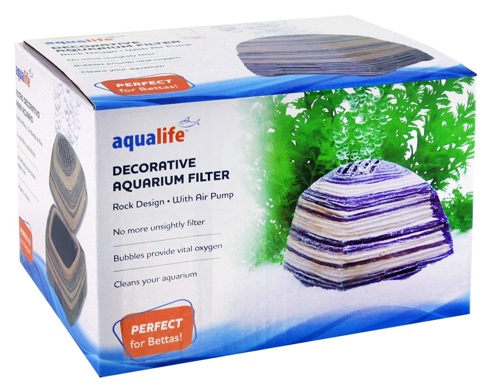 Penn-Plax Striped Rock Aquarium Filter Kit for Clean Aerated Fish Tanks up to 10 Gallons
