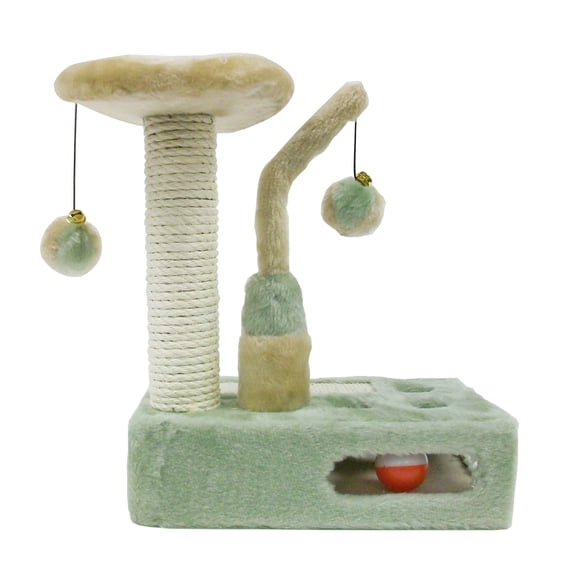 Penn-Plax Deluxe Sisal Cat Scratching Pad & Tower with Pet Plush Toys - Multi-Color
