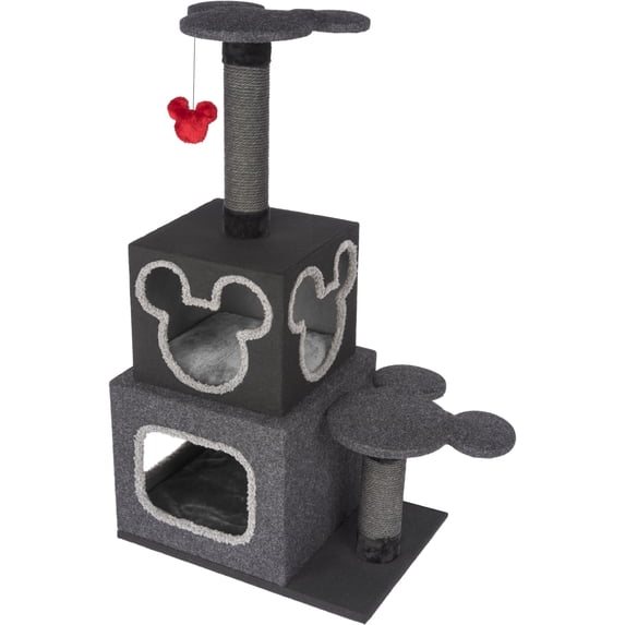 Penn-Plax Disney Cubical Cat Condo with Lounging Towers, Sisal Scratching Posts, and Swatting Toy – Gray