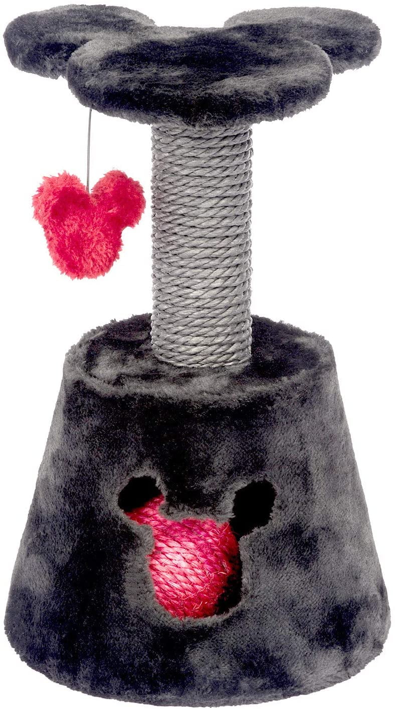 14" Dark Gray and Red Sisal Cat Activity Center