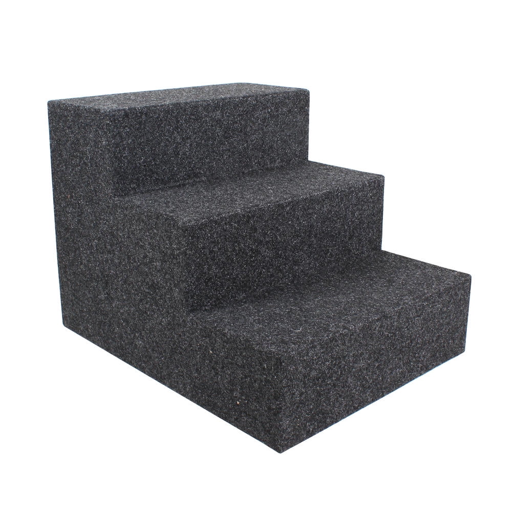 Gray Felt 13" 3-Step Pet Stairs for Cats and Dogs