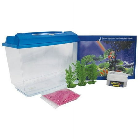 Penn-Plax Goldfish Betta Fish Bowl With Decorations Plastic 1.25 Gallon