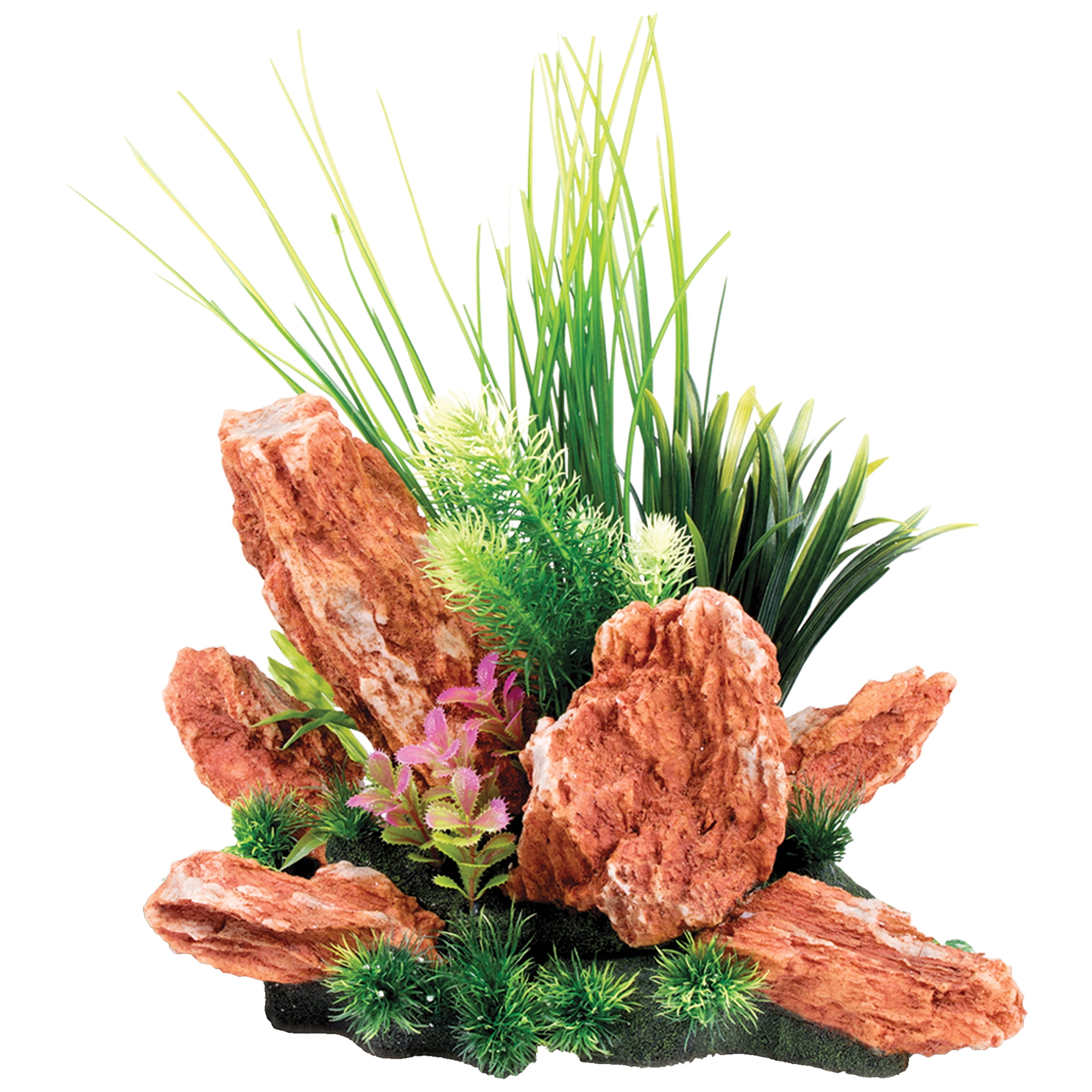 Penn-Plax Insta-Aquascape Large Aquarium Decor, Under Water Oasis 3 Piece Resin Set, Brown