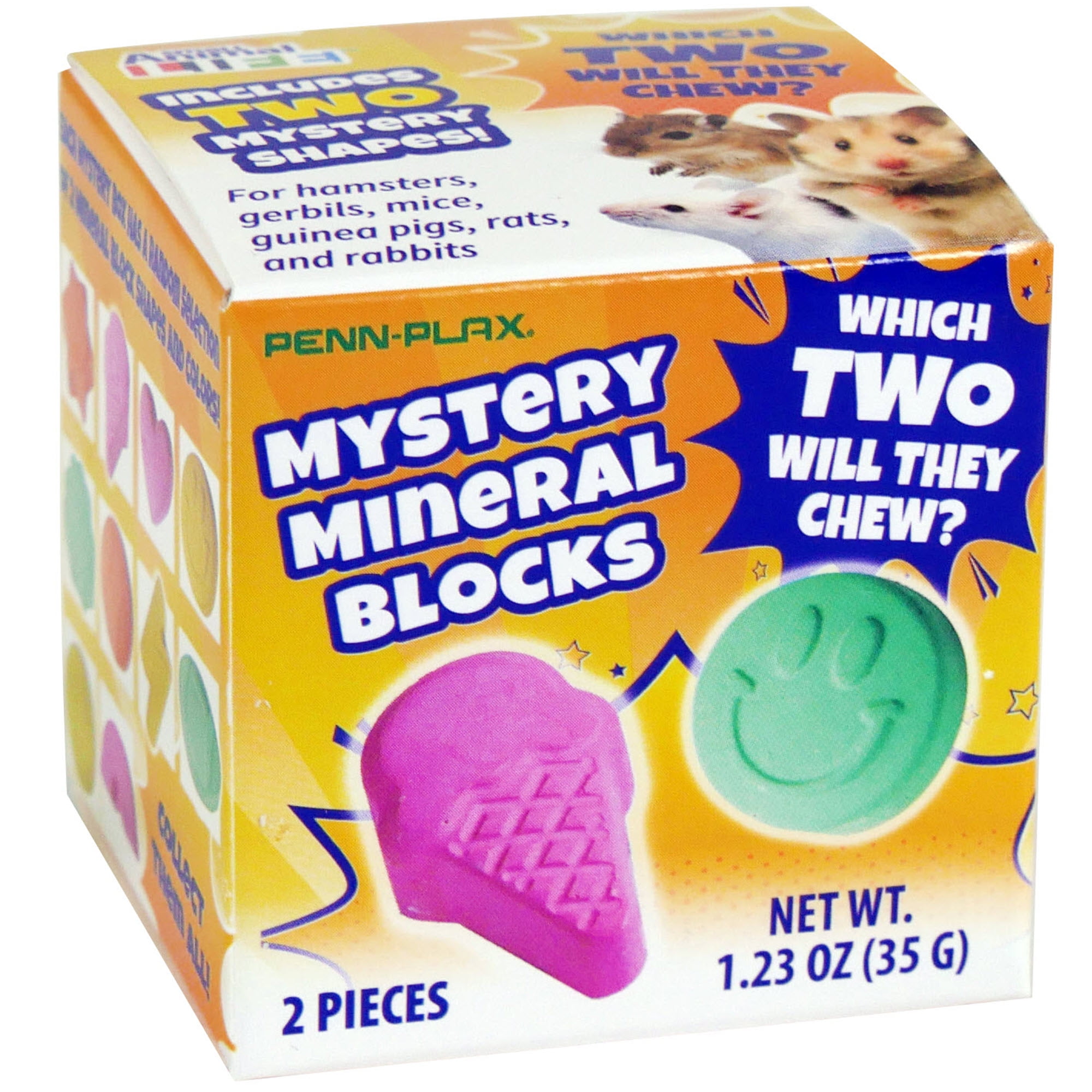 Penn-Plax Mystery Mineral Blocks - Assortment of Shapes and Colors - for Small Animals - 2 per Pack