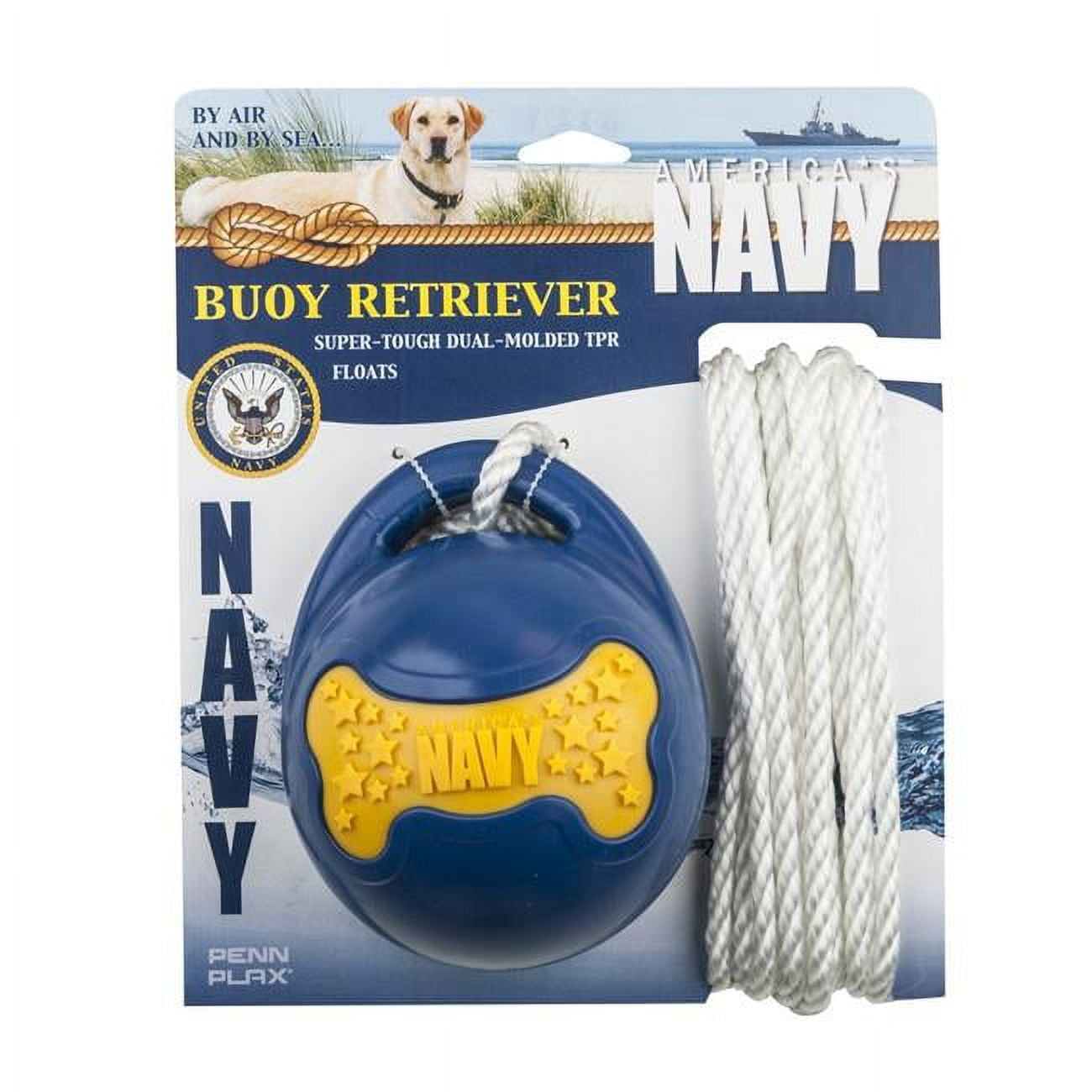 Penn-Plax NVD3 US Navy Buoy Dog Toy with Rope, Blue 