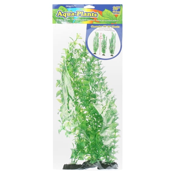 Penn Plax Plastic 16-inch Aquarium Plants, 3-Count Pack, Green, Small 16"