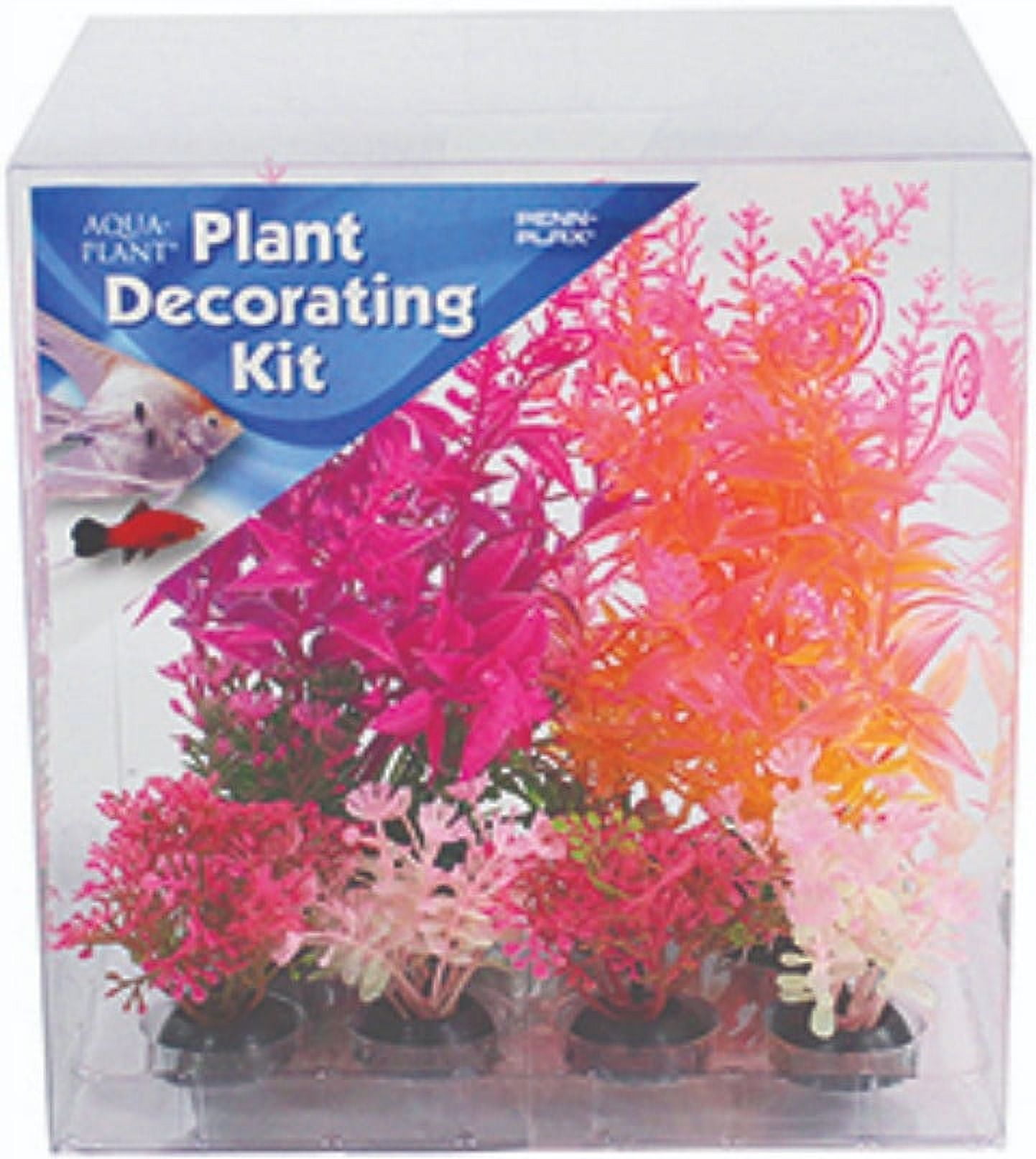 Penn-Plax Plastic Aqua-Plant Aquarium Decoration Kit for Aquariums and Fish Tanks - Vibrant Pink